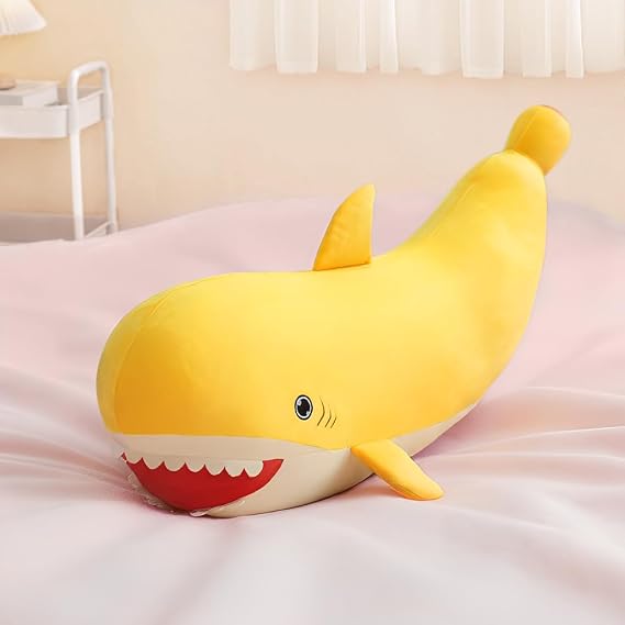 PEACH CAT Banana Shark Plush 21" Large Shark Stuffed Animal Soft Banana Plush Toys Gifts for Kids Yellow