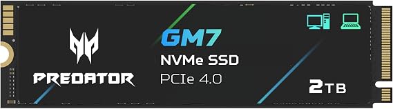 Acer Predator GM7 2TB M.2 NVMe SSD PCIe 4.0 - Read Speed up to 7400 MB/s - Professional Internal Hard Drive - Gaming Memory Compatible with PC Laptop & PS5