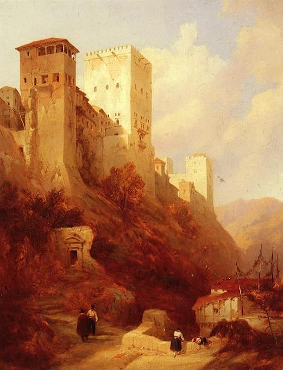 HCOTZHPY Reproduction Classic Painting Wall Art Print Canvas Tower of Comaris Alhambra Granada by David Roberts Vintage Art Print for Home Decor 60x90cm