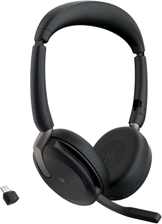 Jabra Evolve2 65 Flex - Wireless Stereo Headset with Bluetooth, Noise-cancelling Jabra ClearVoice Technology and Hybrid ANC - Certified for MS Teams - Black