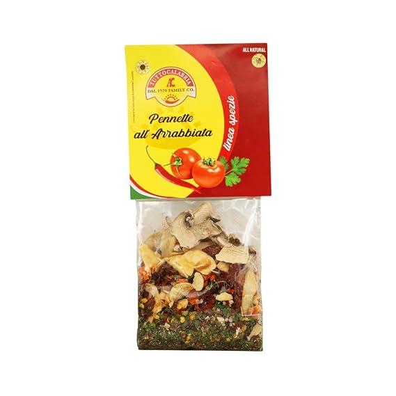 TUTTOCALABRIA Arrabbiata Sauce Seasoning, Spicy Italian Arrabbiata, 2.1 oz | Traditional Italian Seasoning Blend, Add Oil and Heat for Quick Arrabbiata Pasta Dishes, Product of Italy