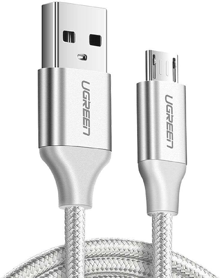Ugreen Braided Micro-USB & USB-A Data and Charging Cable, 1.5 Meters, White