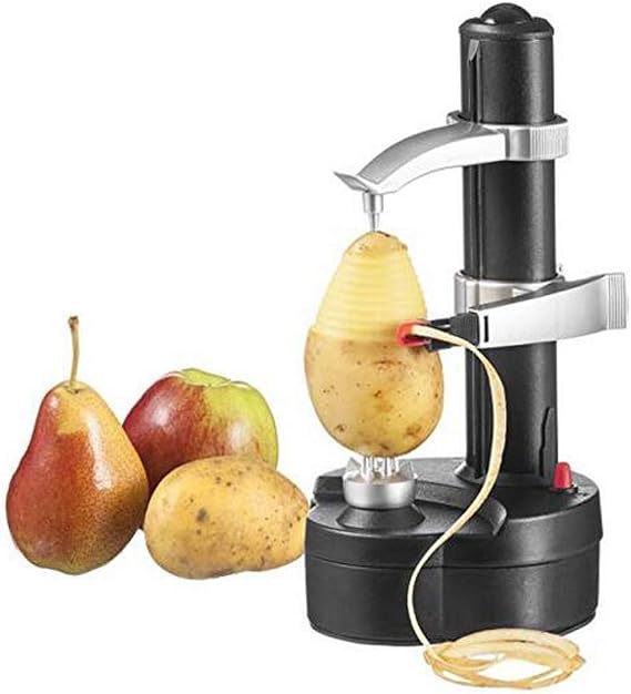 Electric Potato Peeler Automatic Rotating Apple Peeler Tool Multifunction Stainless Steel Potato Pear Fruit Vegetable Peeling Machine for Home Kitchen (Black)