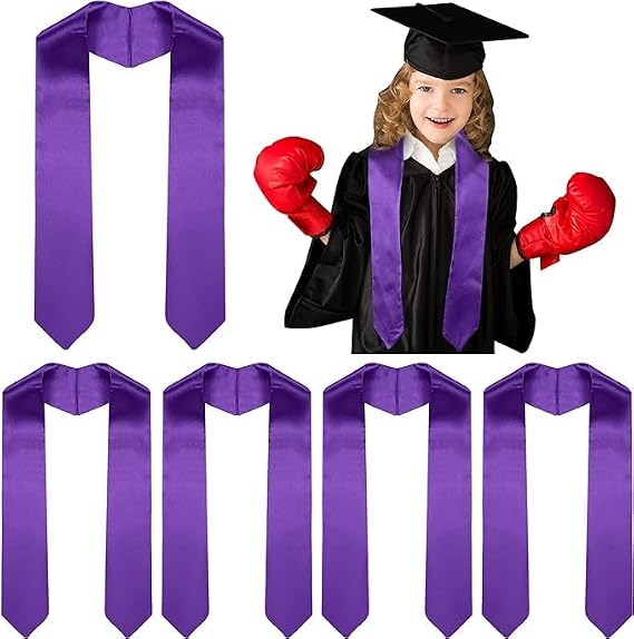 6 Pcs 45 Inch Unisex Preschool Graduation Stole Kindergarten Plain Graduation Sash for Kids Graduation