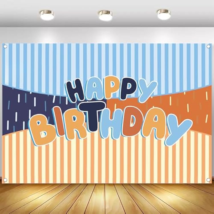 Cartoon Blue and Orange Birthday Party Backdrop-5x3ft Photography Party Banner for Baby Shower Boy Girl Birthday Party Home Decor