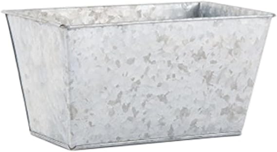 Weddingstar Galvanized Tin Rectangular Planter, Large, Gray