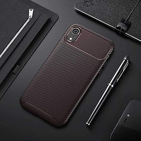 Spia Apple iPhone XR 6.1 ile uyumlu Kılıf Kahverengi Karbon Silikon Orijinal Esnek İnce Geliştirilmiş Dayanıklı Darbe Karşıtı Koruyucu Yeni Nesil Tasarım (Apple iPhone XR 6.1, Kahverengi)