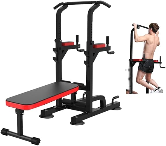 Power Tower Dip Station Pull Up Bar for Fitness Home Gym Workout, Multi-Function Adjustable Height Fitness Strength Training Exercise Equipment