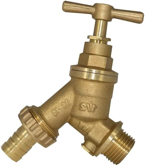 JD Brands Outdoor Garden Tap – 12" Brass Wall Mounted Hose Bib Tap – Heavy Duty Outside Water Tap for Garden Hose, Car Wash & Irrigation