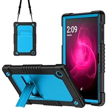 for T-Mobile REVVL Tab 2 10.1" Tablet Kids Friendly Soft Silicone+Hard Stand Adjustable Shoulder Strap Compatible with T-Mobile REVVL Tab 2 5G 2025 Model (BlackBlue)