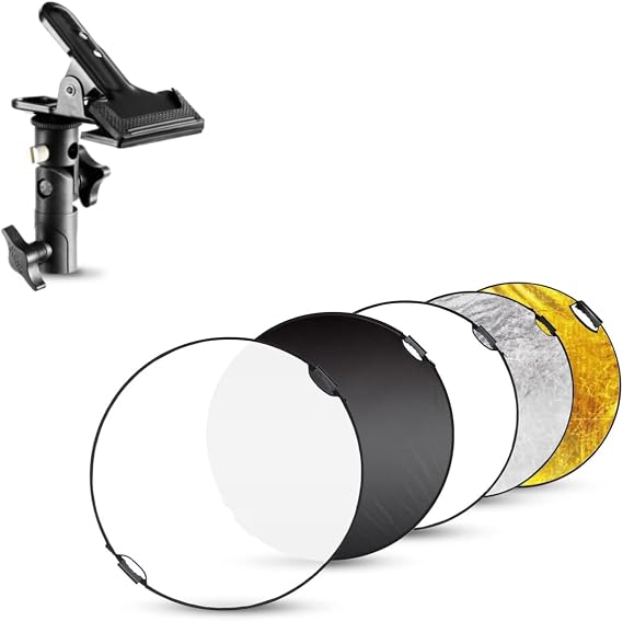 Selens 43 Inch110 Centimeter Light Reflector Diffuser 5 in 1 Collapsible Multi Disc with Reflector Clamp