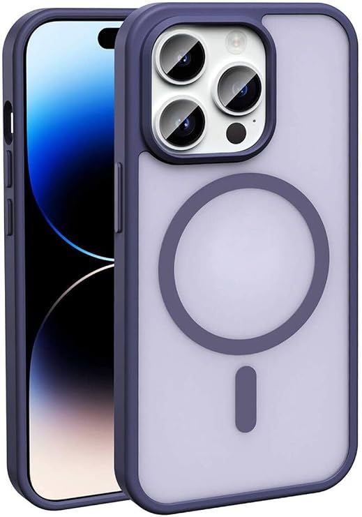 CONSTRAIN – iPhone 14 Pro Max MagSafe Kılıf ile Maksimum Güç | Zore Sio Serisi Şeffaf Mat Arka Kapak | Kamera Korumalı Şok Emici Yapı | Siyah TPU & Silikon Malzeme | Kablosuz Şarjla Uyumlu - Mor