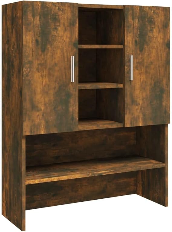 Washing Machine Cabinet Smoked Oak 70.5 x 25.5 x 90 cm Cabinet Washing Machine Cabinet for Washing Machine and Tumble Dryer, Storage Unit Above Toilet Shelf for Bathroom