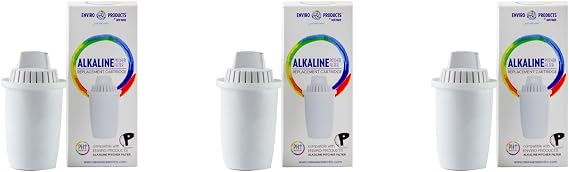 New Wave Enviro Alkaline Pitcher Replacement Cartridge 3 Pack, 80 Gallon Filter Life per Cartridge, Easy Installation, White