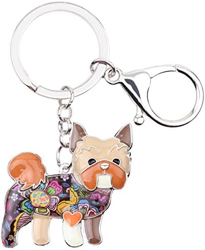 BONSNY Enamel Alloy Yorkie Yorkshire Dog Key Chains For Women Car Purse Handbag Charms Jewelry