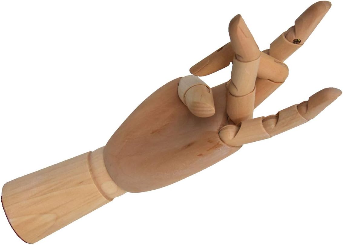 Wooden Hand Model Flexible Moveable Fingers Female Mannequin Left Hand for Arts Drawing, Sketching, Painting, Home Office Desk Kids Children Toys Gift