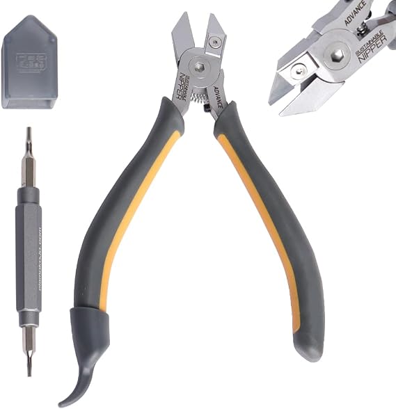 Model Nippers - Model Tools for Plastic Runner, Ultra-thin Single-edged Non-slip Grip,5.1 Inch Sharp Cutters for Model Building and Reusable (Replaceable Blades), PMKJ025