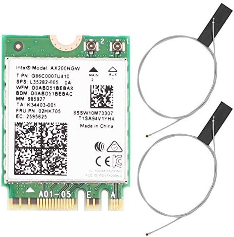 Dual Band 2400Mbps Wireless WLAN Wi-Fi Card, AX200NGW NGFF M.2 Bluetooth 5.0 2.4G/5G 802.11ac/ax for Intel AX200 Compatible with Microsoft Windows 10 (AX200+2X)