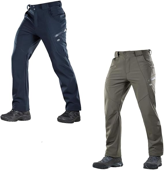 M-Tac Extreme Cold-Ready Bundle Winter Tactical Pants for Men - Softshell Insulated Fleece Lined Cargo Pants in Olive and Navy Blue (Size M)