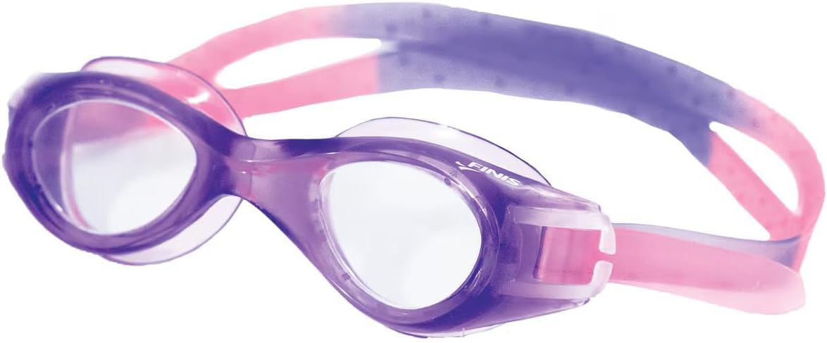FINIS Nitro Kids Swim Goggles - Ages 5-10 - Soft One-Piece Frame - UV Protection - Adjustable Split Strap - ClearPurple