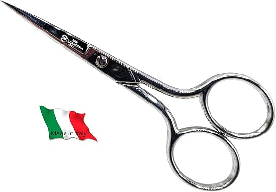 Ultima 4 Inch Embroidery Scissors Drop Forged Carbon Steel Embroidery Sheers, Straight Blade, Chrome Plated & Made in Italy