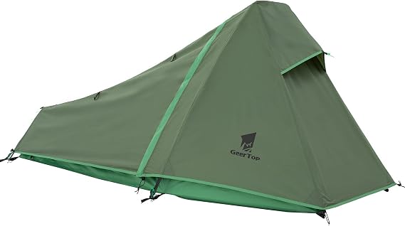 GEERTOP Ultralight Solo Bivy Tent, 1 Person Backpacking Tent for Camping | Lightweight & Waterproof Solo Tent, Aluminum Poles, Double-Wall, for Camping, Hiking, Hunting, Motorcycle Adventures