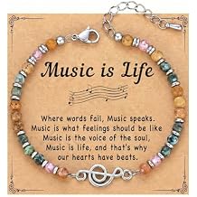 Music Gifts for Women, Healing Natural Stone Beaded Bracelet, Gift for Music Lovers/Teacher/Musicians/Guitar Players/Singers/Marching Band/Choir
