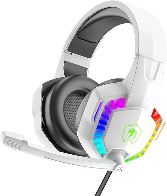 CY907 RGB Gaming Headset,3.5mm Wired LED Over-Ear Comfort Headphone-White