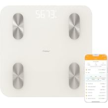 Mooas 11-inch (28cm) Bluetooth Smart Scale (Ivory), Digital Body Composition Analyzer for Weight, BMI & Muscle Mass, High Accuracy Fitness Tracker Syncs, 20 Essential Metrics