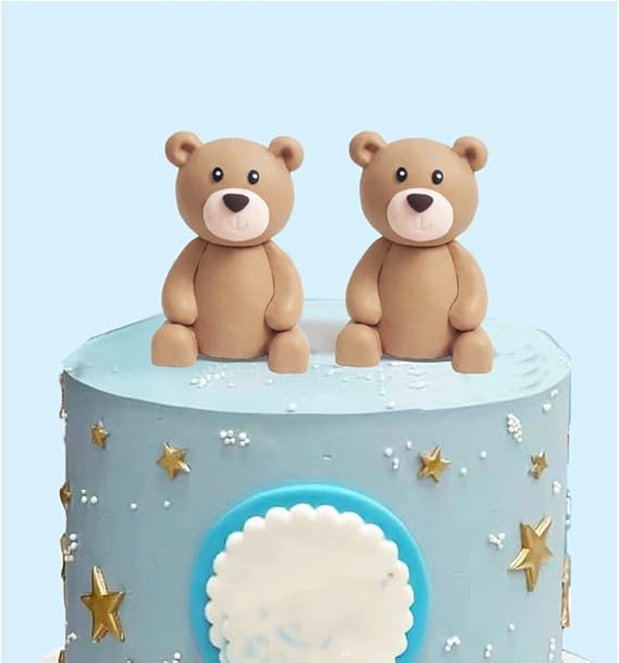 Baby Bear Cake Topper Blue Ball Cake Decor for Boy 2bears