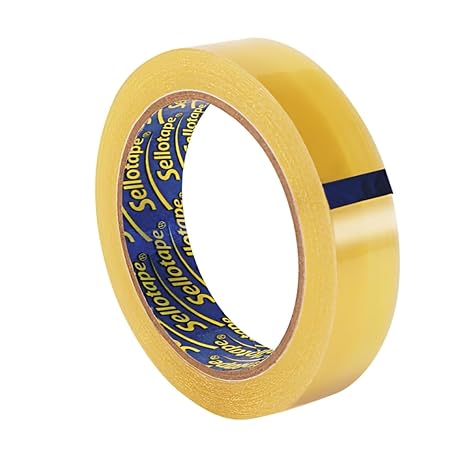 Sellotape Original Golden, Multi-Purpose Clear Tape for Household Objects, Clear Packing Tape for Sticking Envelopes or Cards, Easy to Use Packaging Tape, 18mmx25m
