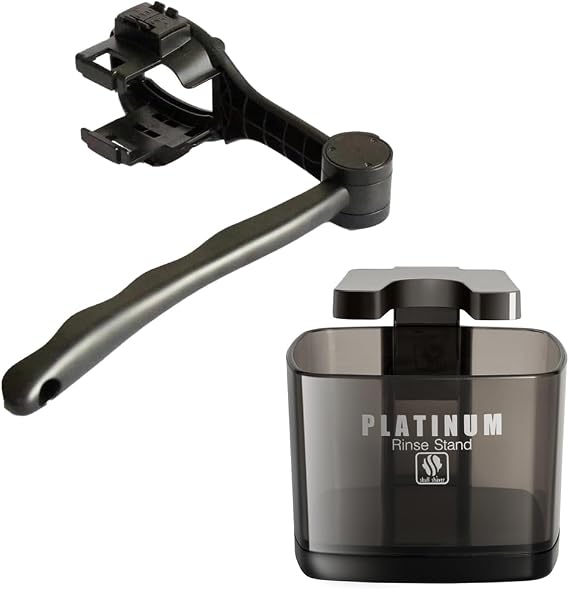 Skull Shaver Platinum Rinse Stand and Back Shaver Handle Bundle, Best Gifting Combo