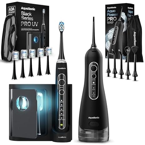 Aquasonic Black Series PRO UV and Aqua Flosser PRO Bundle