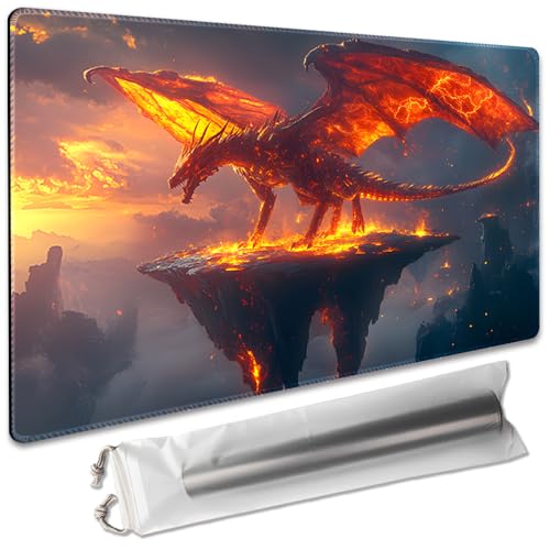 Board Game 14x24in MTG Playmat Compatible for OCG CCG RPG TCG Playmats Flame Dragon