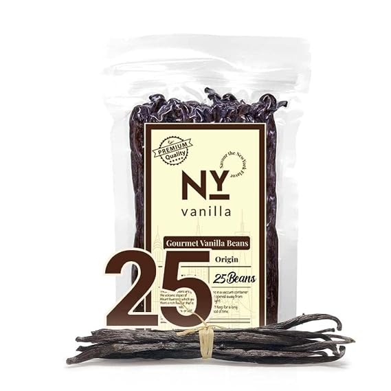 25 Vanilla Beans Grade A, Whole Vanilla Beans for Making Extract, Baking & Cooking, 6-8 Inches, Non GMO - NY Vanilla