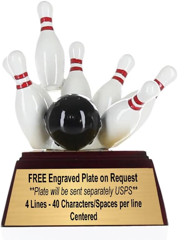 Decade Awards Bowling Pins Trophy - 4 or 6 Inch | Bowling Strike Award - Engraved Plate on Request