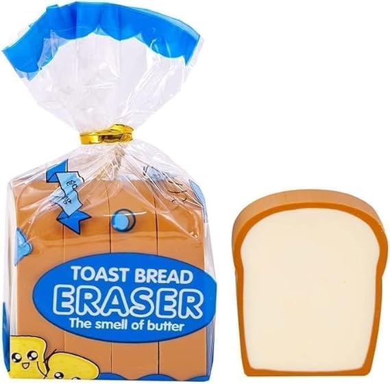 Kawaii Toast Bread Eraser, Cute Pencil Eraser Stationery 3D Bread Eraser Cartoon Pencil Eraser Sketching Tools Drafting Supply for Kid Painters Artists Gift
