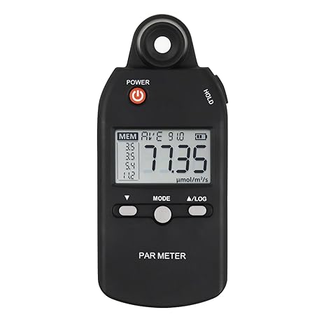 PAR Meter for led Grow Lights High Precision Quantum Sensor Par Light Meter PPFD Tester for Measuring Plants Photosynthetic Activity in 400-700nm Par Meter Light Lux Tester