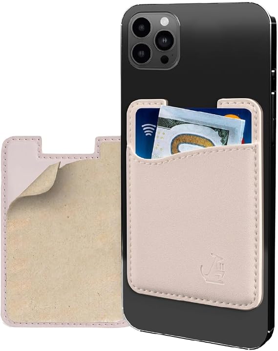 Wallaroo Premium Leather Cell Phone Wallet Stick On - Android and iPhone Wallet and Card Holder for Women and Men - Durable with Non-Slip Lining Secures Up to 3 Cards