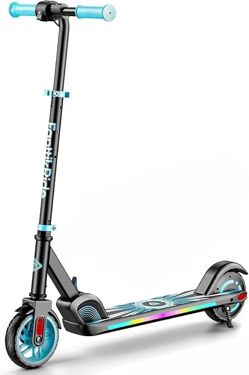 FanttikRide C9 Apex Elektroroller für Kinder 8-12 Jahren Bluetooth-Musik Bunte Regenbogenlichter 8/12/16 km/h 8 KM Reichweite LED-Anzeige Höhenverstellbar Faltbar für Jungen und Mädchen