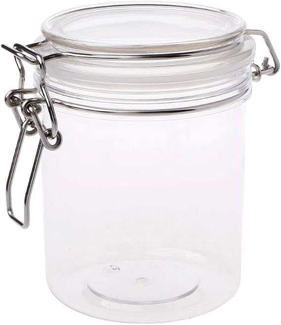 500ML Plastic Round Clip Top Storage Jar With Airtight Seal Lid Kitchen Con Storage Boxes Decorative