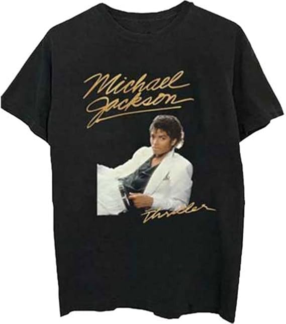 Michael Jackson Men's Thriller White Suit Slim Fit T-Shirt Black