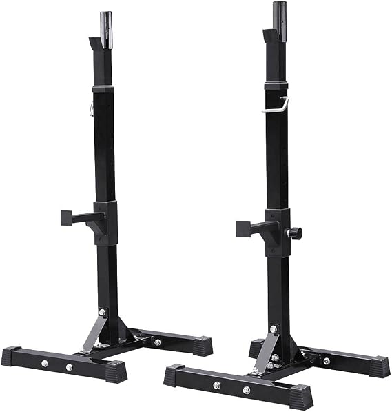 Yaheetech 2PCS Adjustable 44-70 Inch Squat Rack Portable Utility Home Gyms Workout Weight Dumbbell Racks Stands for Exercise & Fitness Strength Training