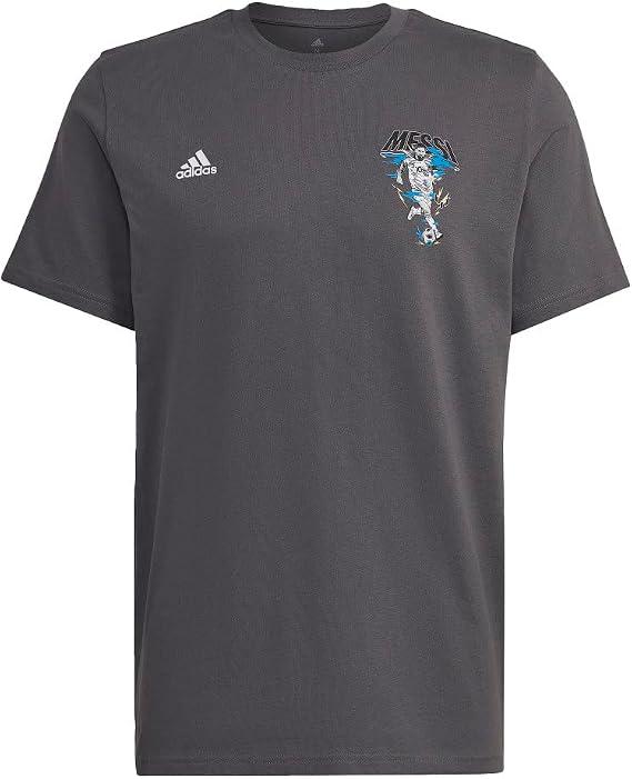 adidas Mens Soccer Lionel Messi Graphic T-Shirt, Grey