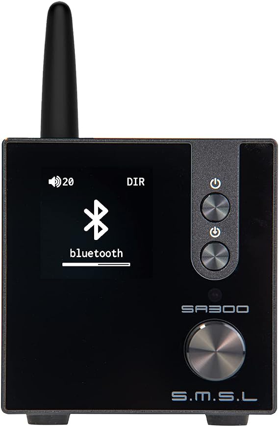 S.M.S.L SA300 HiFi Digital Amplifier, Infineon's MA12070 Chip 80W x 2 Class D Power Amp, RCA USB Bluetooth 5.0 APTX Input, Multiple EQ Modes with Remote Control (Black)