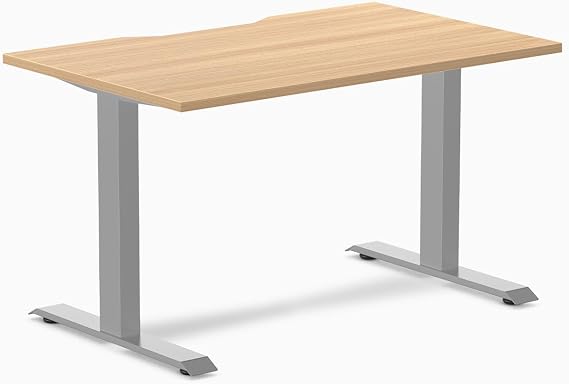Desky Zero Scalloped Laminate Office Desk Sublime Teak 47.2" Gray