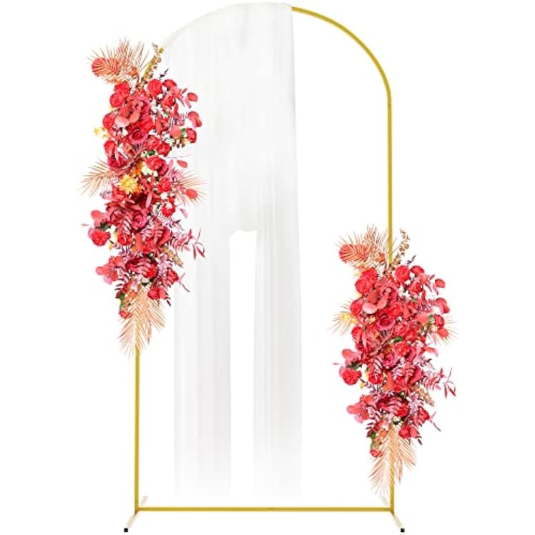 Fomcet 7.2x4FT Metal Arch Backdrop Stand Gold Wedding Arched Frame for Ceremony Birthday Party Graduation Bridal Baby Shower Anniversary Background Decoration