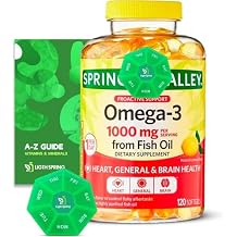 Omega-3 1000mg, from Fish Oil with 120 Softgels with Bundle Exclusive Better Ligth&Spring Guide + Weekly Pill Organizer (3 Items)