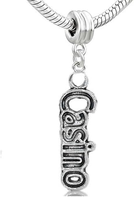 Sexy Sparkles Casino Dangle Bead Charm Spacer for Snake Chain Charm Bracelet