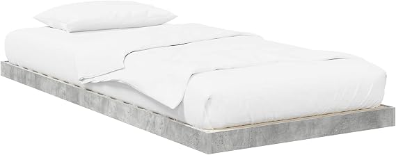 vidaXL Floor Bed Frame Concrete Grey 90 x 200 cm Engineered Wood